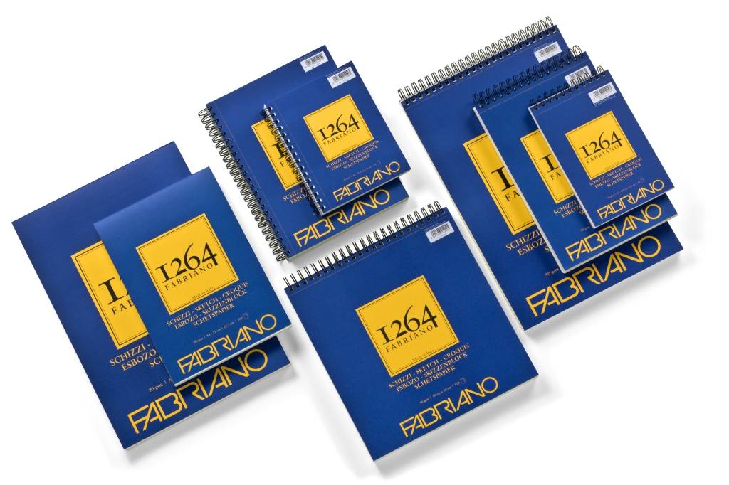 Blok Fabriano 1264 sketch 14,8x21 (A5) 90g 60L pale ivory spiralni top side 1910...