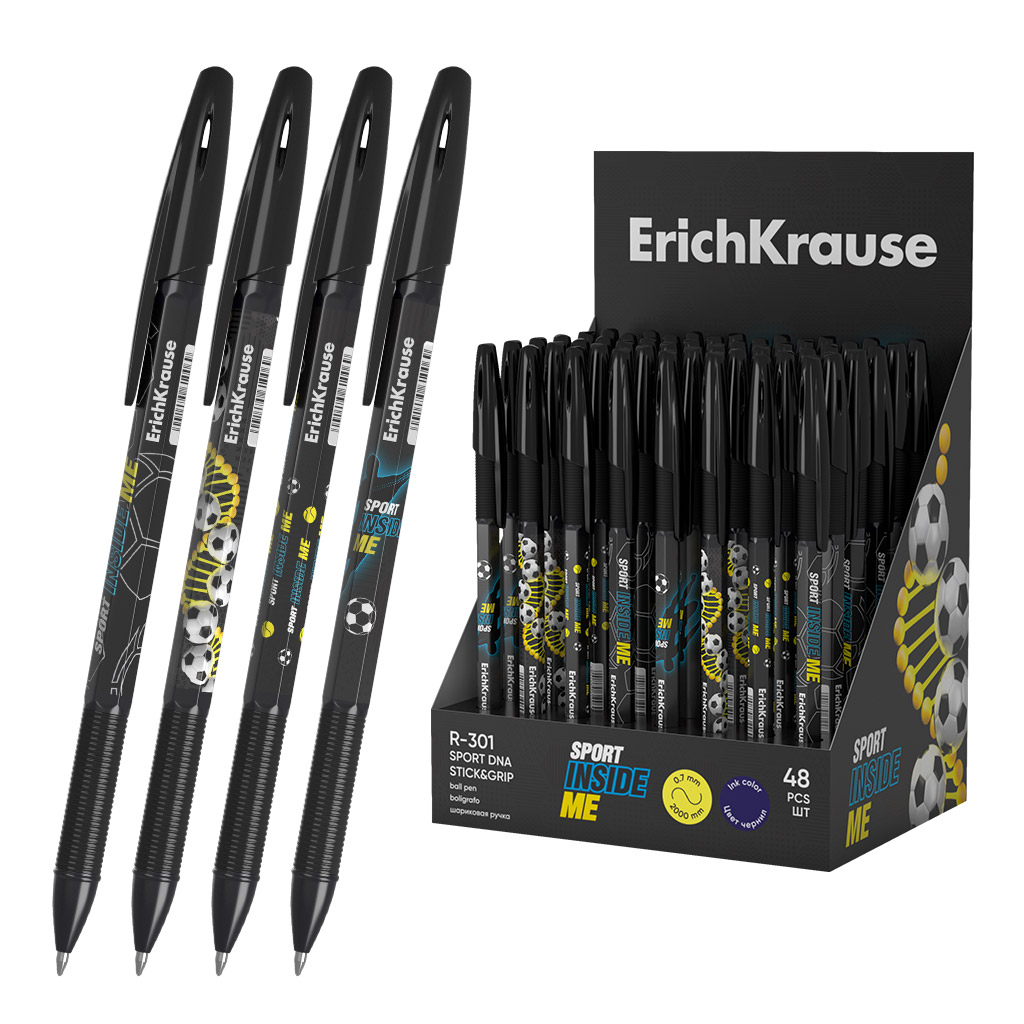 Kemijska olovka ErichKrause Stick&Grip Sport DNA R-301 (0.7) plavi ispis sortira...