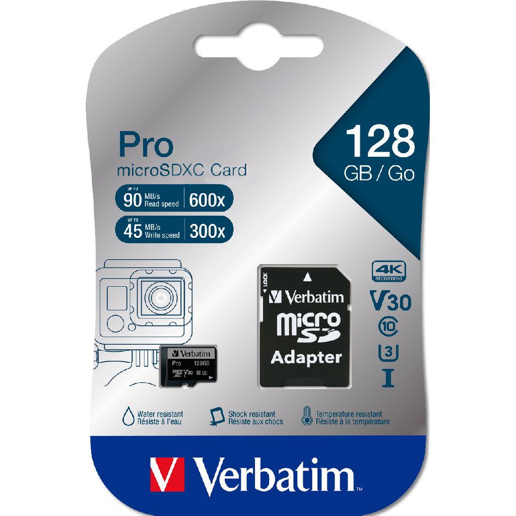 Memorijska kartica Verbatim #47044 micro SDXC 128GB Pro U3, V30, Class10 + Adapt...