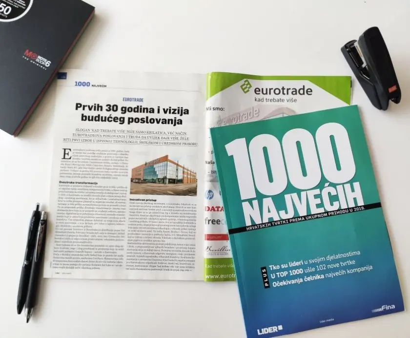 Eurotrade u poslovnom časopisu Leader među 1000 najvećih tvrtki u Hrvatskoj