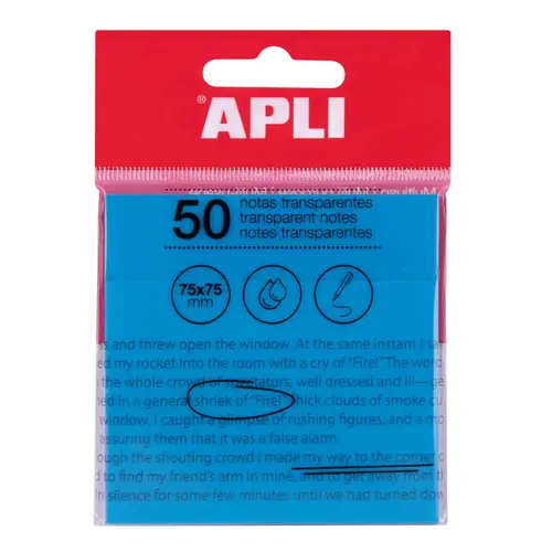 Blok Apli samoljepljivi 75x75mm plavi transparent 50L 19571-0