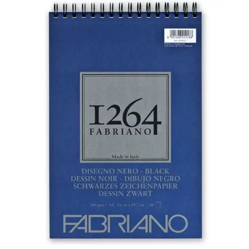 Blok Fabriano 1264 black drawing 21x29,7 (A4) 200g 40L spiralni top side 19100652-0