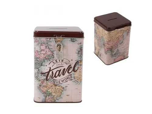 Kasica metalna iTotal s ključem Let’s travel the world XL2016-0