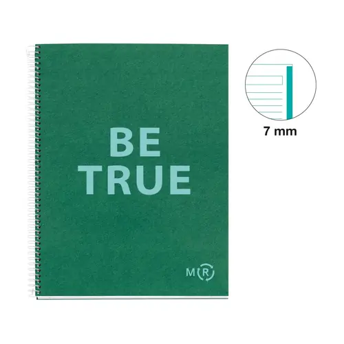 Kolegij blok Miquelrius A4 90g 80L spiralni crte Recycled cardboard be eco emerald MR46888-0
