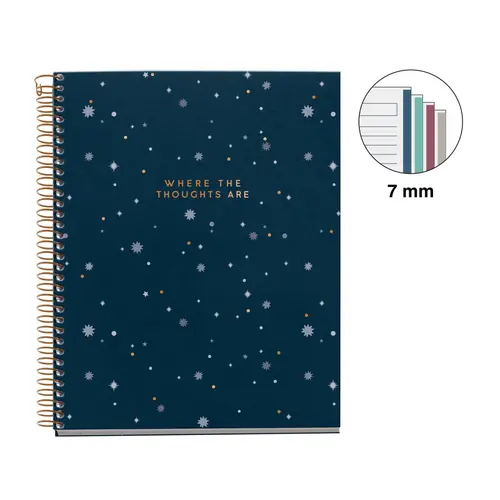 Kolegij blok Miquelrius A5 70g 100L spiralni crte Extra rigid cardboard lifestyle thoughts midnight MR46917-1