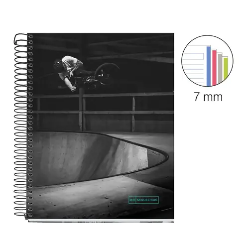 Kolegij blok Miquelrius A5 70g 140L spiralni crte Extra rigid cardboard lifestyle skate park MR4198-0