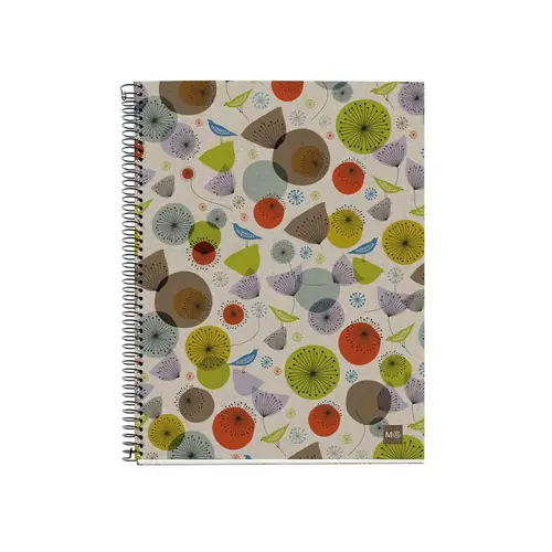 Kolegij blok Miquelrius A5 80g 120L spiralni crte ecobirds motiv ptice i cvijeće 2963-0