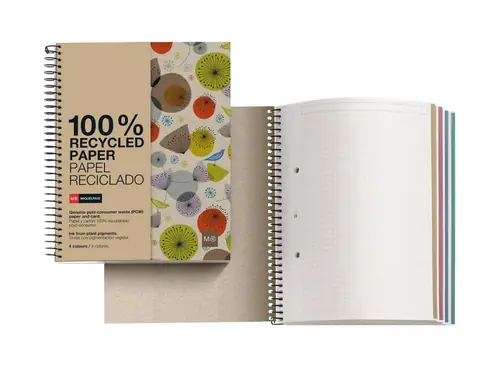 Kolegij blok Miquelrius A5 80g 120L spiralni crte ecobirds motiv ptice i cvijeće 2963-1