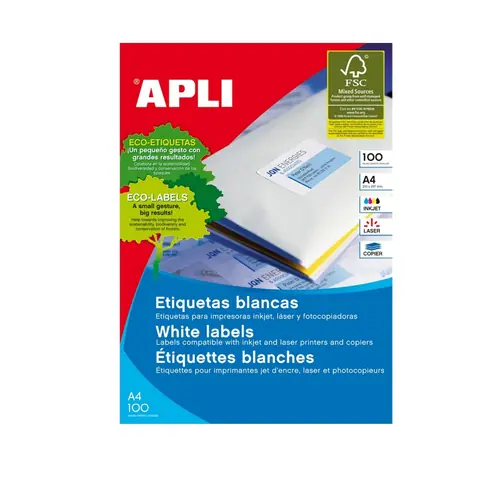Naljepnica Apli 210x297mm bijela 100L 3141/1281-0