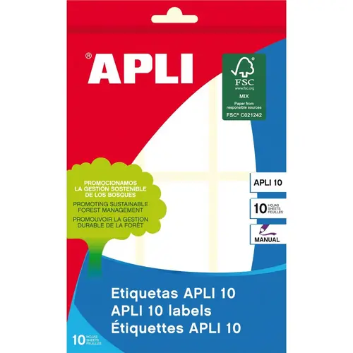 Naljepnica Apli 34x67mm za ručni ispis bijela 10L 1651-0