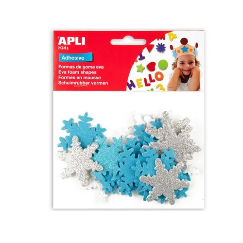 Naljepnice Apli gliter pahuljice srebrno-plave 22/1 13488-0