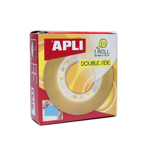 Traka ljepljiva Apli obostrana prozirna 15mmx10m 11505-0