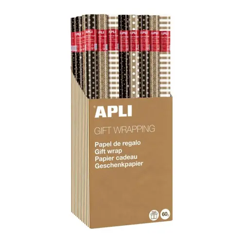 Ukrasni papir Apli 0,70x2m Kraft u roli sortirano 60g (display55/1) 19324-0
