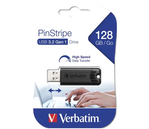 USB stick Verbatim 3.2 #49319 128Gb pinstripe black-0