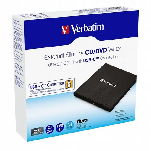 Vanjski snimač Verbatim DVD+/-RW, M-Disc kompatibilan, USB2.0, crni, 098938-1