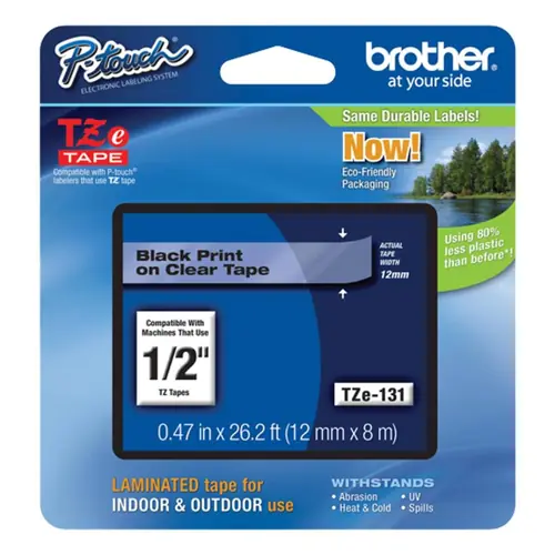 Vrpca Brother p-touch TZE131 12mm black/transparent-0