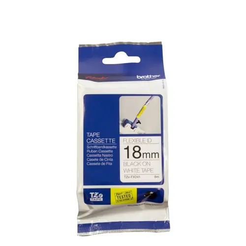 Vrpca Brother p-touch TZEFX241 18mm white/black-0