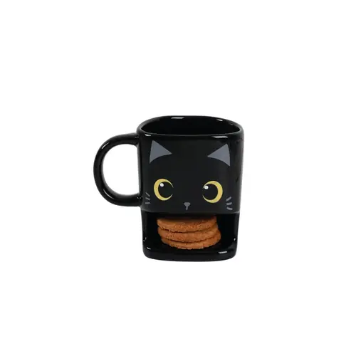 Šalica iTotal s džepom za keks Cat crna XL1901-1