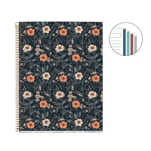 Kolegij blok Miquelrius A4 70g 100L spiralni crte bloom british bloom MR4046-1