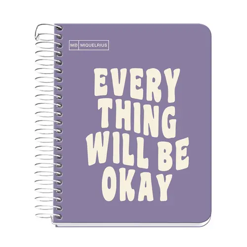 Kolegij blok Miquelrius A6 90g 100L spiralni crte Messages rigid cardboard purple MR4280-0