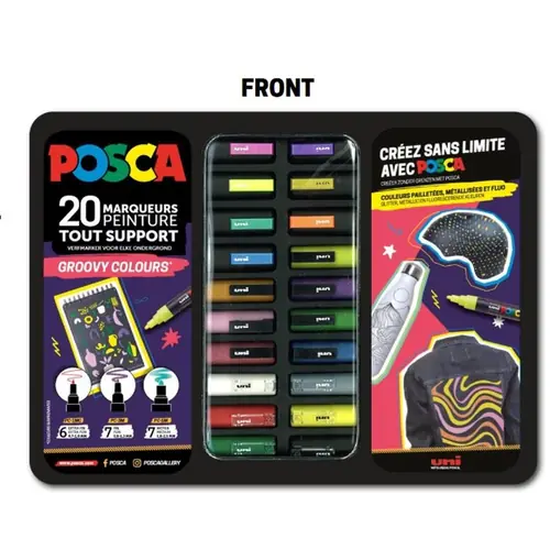 Marker Uni gift set Posca u metalnoj kutiji (mix pc-1m/ pc-3m/pc-5m) groovy colours 20/1 302422188-0