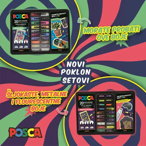 Marker Uni gift set Posca u metalnoj kutiji (mix pc-1m/ pc-3m/pc-5m) groovy colours 20/1 302422188-1