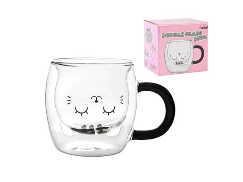 Šalica iTotal prozirna Cat siva XL2956-0