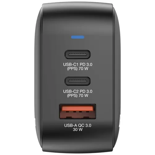 Punjač zidni Verbatim Mini GaN #32229 70W, 3 priključka; 2xUSB-C PD 70W/1xUSB-A QC 3.0 (EN/UK/US)-1