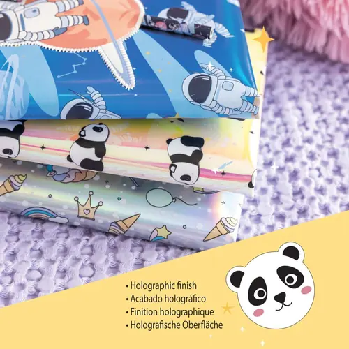 Dnevnik Miquelrius s ključem Back2Fun holographic Panda MR7584-1