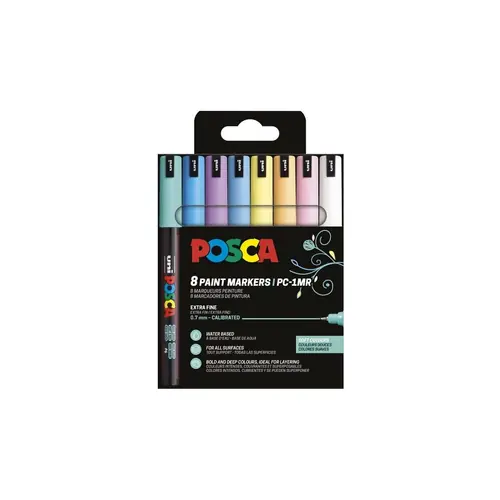Uni pak marker Posca pc-1mr pastelne boje 8/1 plastic free pakiranje-0