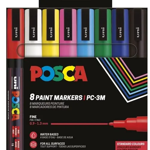 Uni pak marker Posca pc-3m sortirane boje 8/1 plastic free pakiranje-0