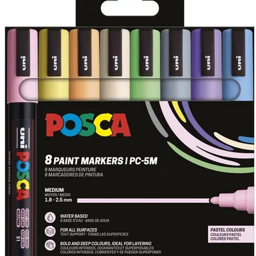 Uni pak marker Posca pc-5m pastelne boje 8/1 plastic free pakiranje-0