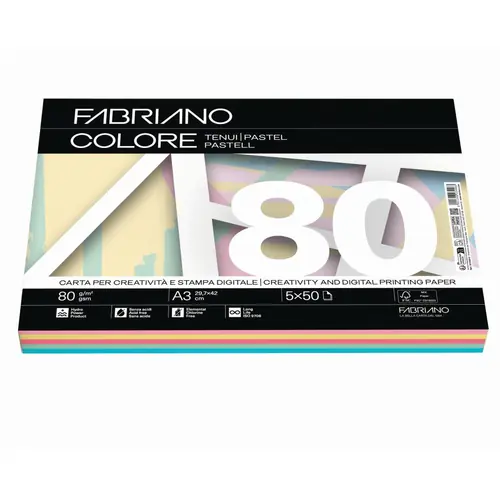 Papir Fabriano Colore A3/80g miješani pastel 250L 19100812-0