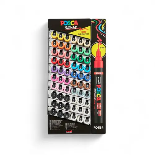 Marker Uni pc-5br brush Posca razne boje 60 kom u displeju 60/1 345157000-0