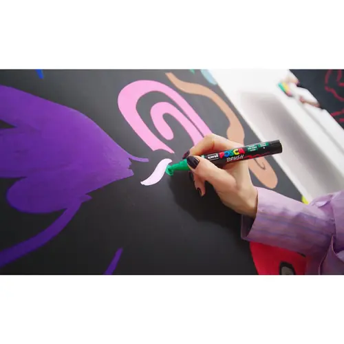Uni pak marker Posca pc-5br brush osnovne boje 8/1 plastic free pakiranje-8