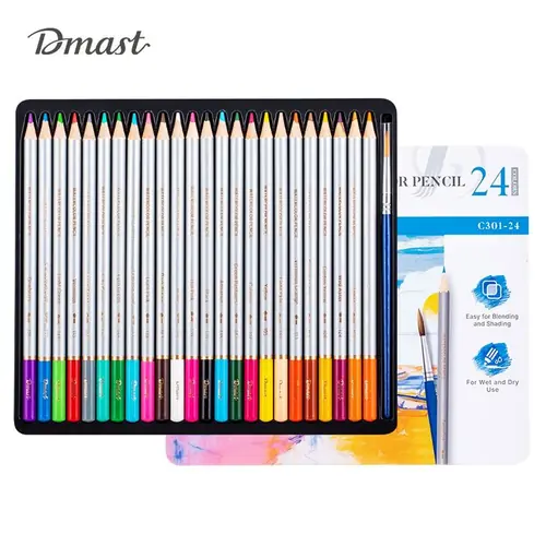 Umjetnički set Deli Dmast akvarelne olovke 3,0mm 24 kom u metalnoj kutiji EC301-24-0