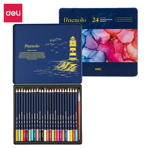 Umjetnički set Deli Finenolo akvarelne olovke 24 kom u metalnoj kutiji EC129-24-0
