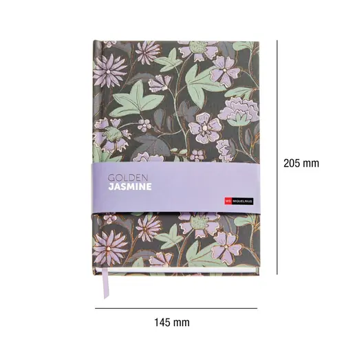 Notes Miquelrius A5 Golden Jazmine Cvjetna tkanina 96L 80g/m2 čista MR8305-3
