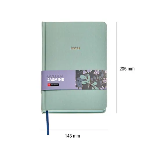 Notes Miquelrius A5 Golden Jazmine Zelena tkanina 96L 80g/m2 crte MR8307-1