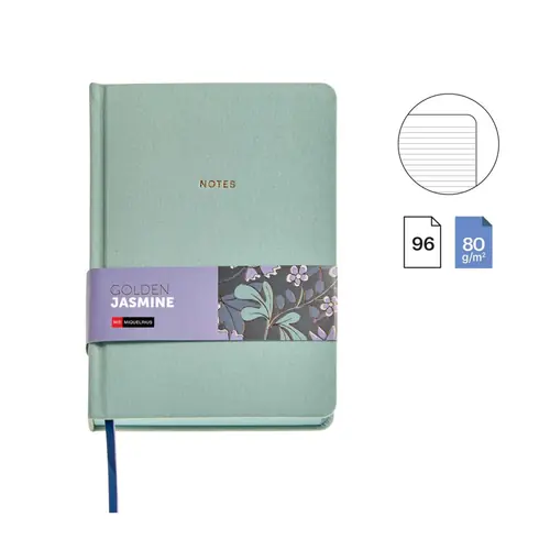 Notes Miquelrius A5 Golden Jazmine Zelena tkanina 96L 80g/m2 crte MR8307-2