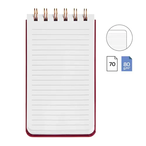 Blok Miquelrius 90x160mm Highland Days spirala gore Crveni baršun 70L 80g/m2 crte MR7773-3