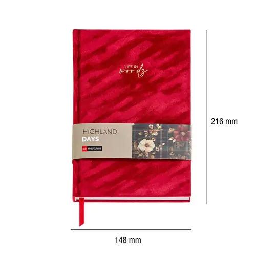 Notes Miquelrius A5 Highland Days plišani crveni 80L 80g/m2 čista MR8293-5