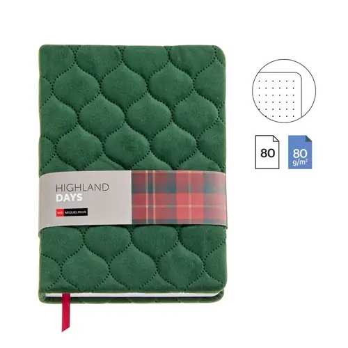 Notes Miquelrius A5 Highland Days podstavljeni zeleni 80L 80g/m2 točkice MR8294-3