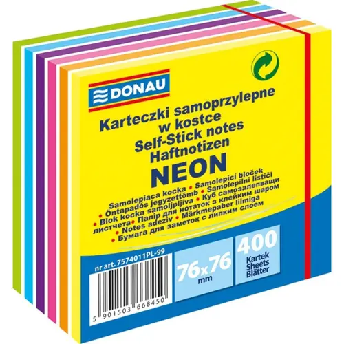 Blok samoljepljivi Donau 76x76mm 400L 6 mix neon boje 17708-0