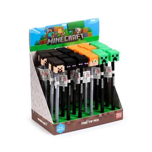 Kemijska olovka Puckator Minecraft s gumenim ukrasom (Alex/Steve/Creeper/Enderman) sortirano 24/1 PEN209-0