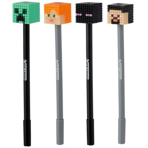 Kemijska olovka Puckator Minecraft s gumenim ukrasom (Alex/Steve/Creeper/Enderman) sortirano 24/1 PEN209-1