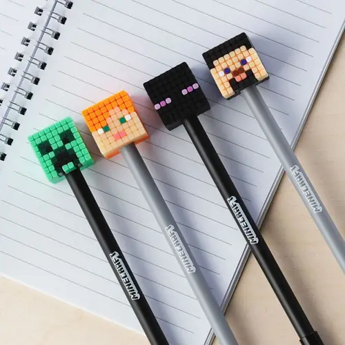 Kemijska olovka Puckator Minecraft s gumenim ukrasom (Alex/Steve/Creeper/Enderman) sortirano 24/1 PEN209-2