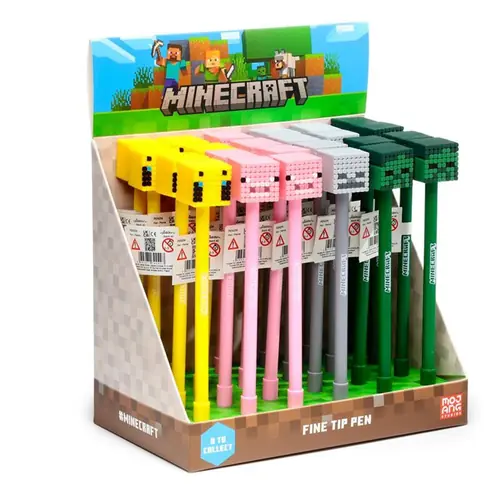 Kemijska olovka Puckator Minecraft s gumenim ukrasom (Pig/Bee/Zombie/Skeleton) sortirano 24/1 PEN254-0
