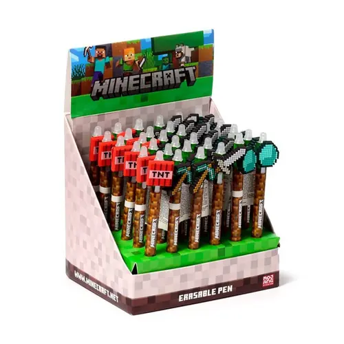 Kemijska olovka Puckator piši briši s Minecraft alatima silikonskim ukrasom sortirano 36/1 PEN275-0