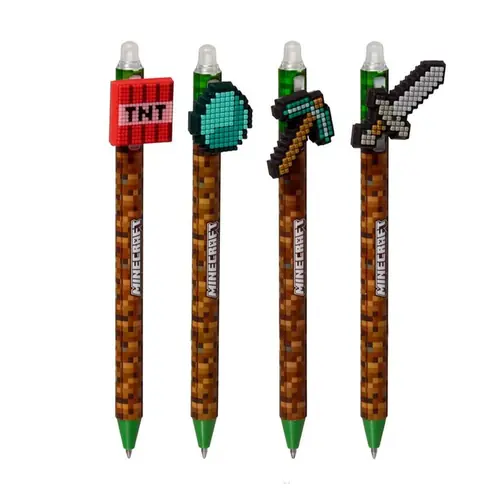 Kemijska olovka Puckator piši briši s Minecraft alatima silikonskim ukrasom sortirano 36/1 PEN275-1